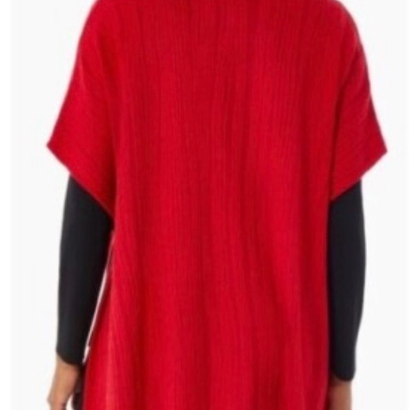 NWT New Ming Wang Red Striped Short Sleeve Cozy Knit Poncho Top Size L/XL - Picture 2 of 11
